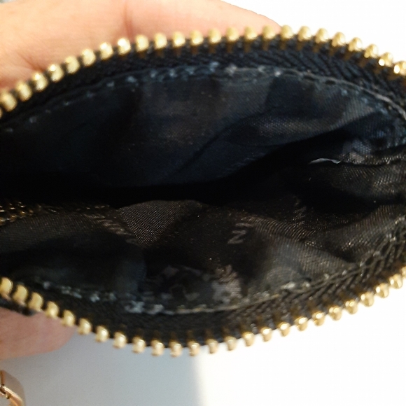 Anne Klein Key Chain Zippered Pouch Bag Charm Black Leather - Picture 5 of 7